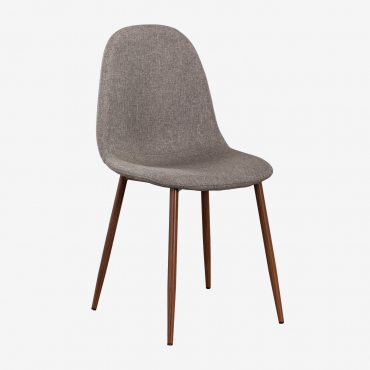 Set Di 4 Sedie Da Pranzo Glamm Legno Scuro & Lino Grigio Talpa & Lino - Sklum