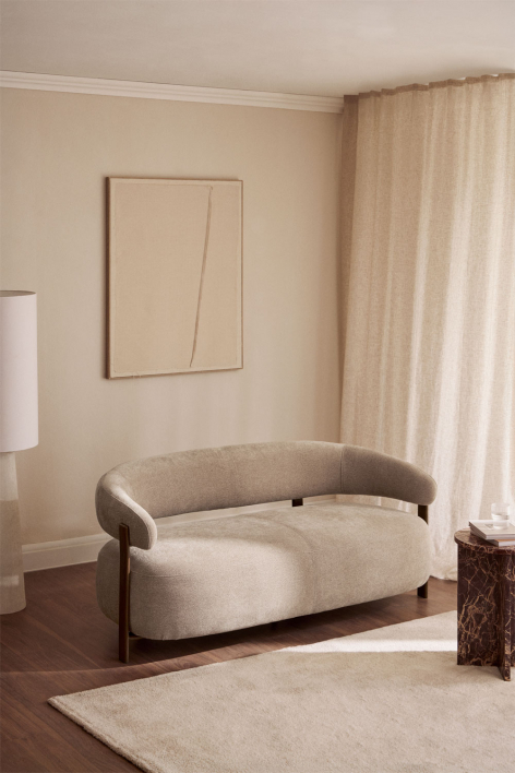 Divano 2 posti in tessuto chenille e ferro Jolie - Marrone Legno Scuro