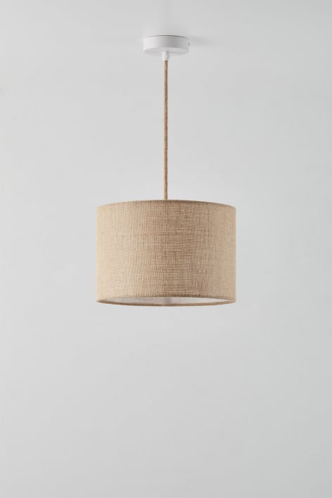 Lampada a sospensione da soffitto in tessuto Arlina - Naturale - Bianco
