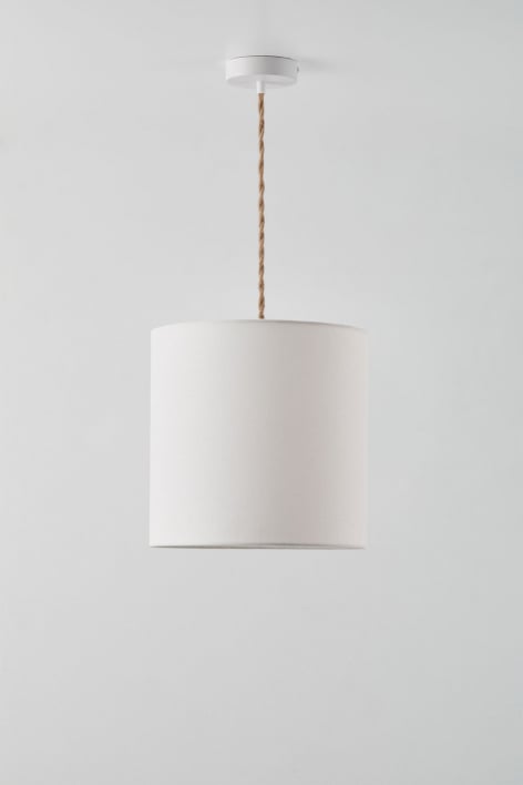 Lampada a sospensione da soffitto in tessuto Arlina - Naturale - Bianco