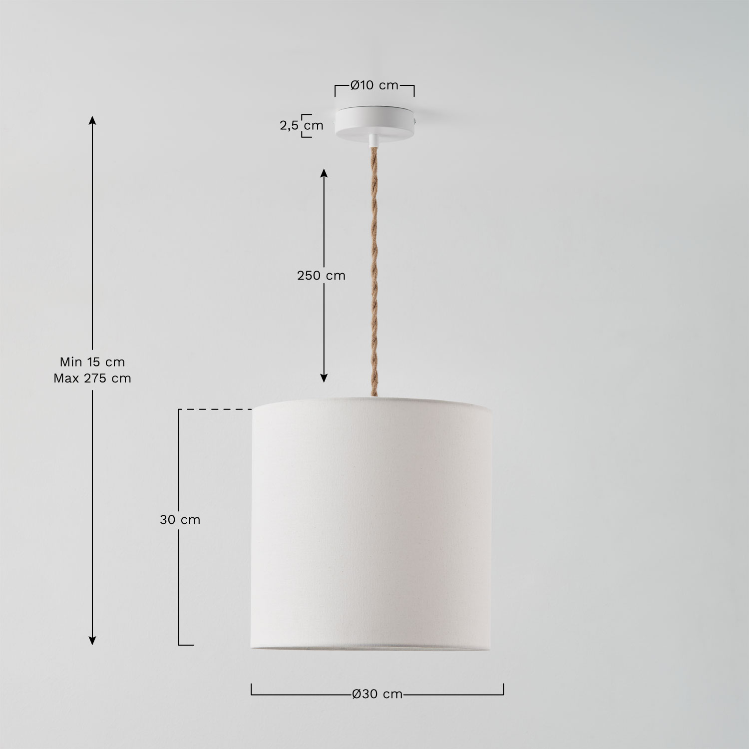 Lampada a sospensione da soffitto in tessuto Arlina, MISURE