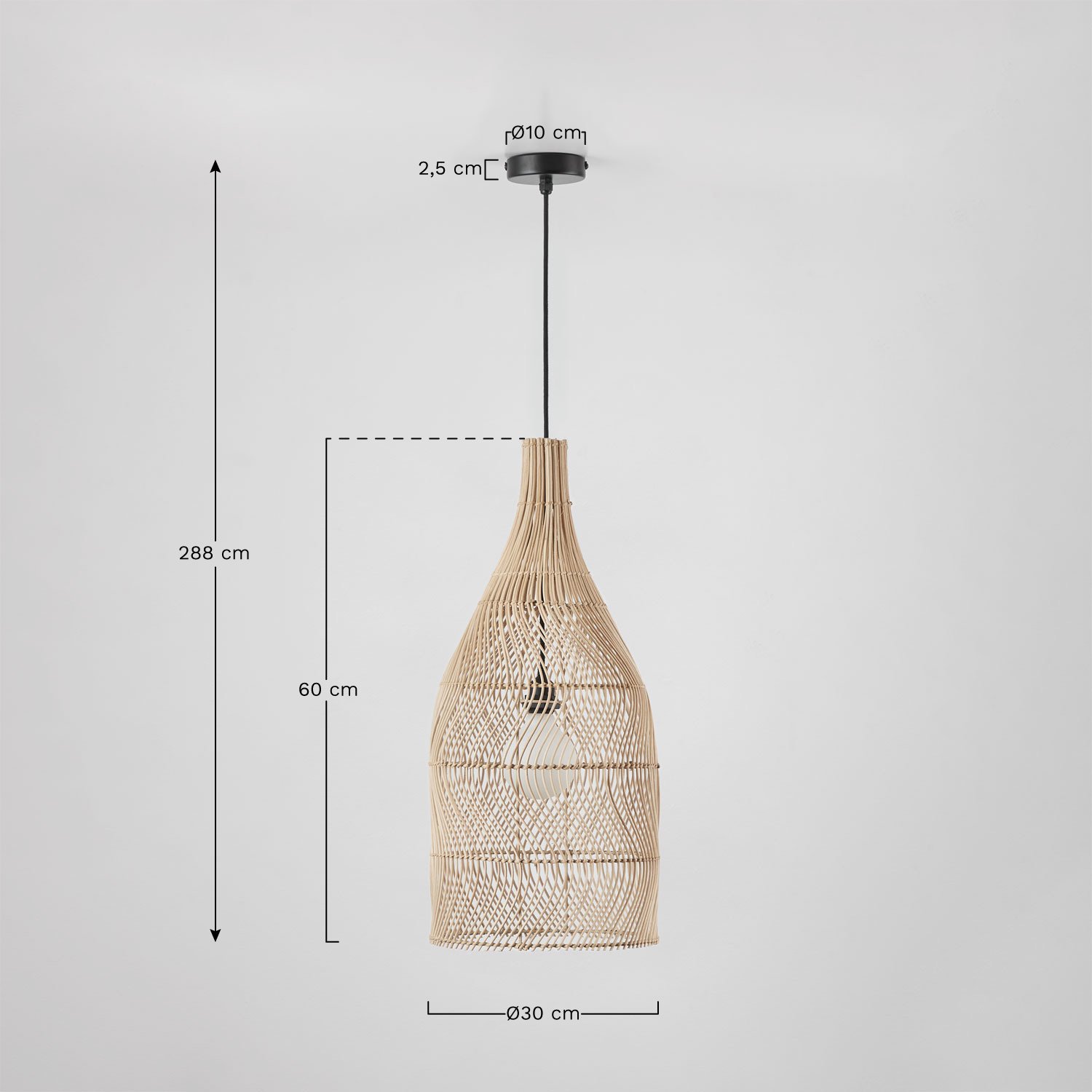 Lampada a sospensione da soffitto per esterni Embid, MISURE