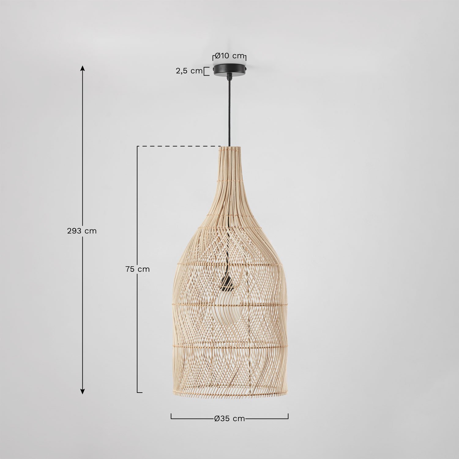 Lampada a sospensione da soffitto per esterni Embid, MISURE