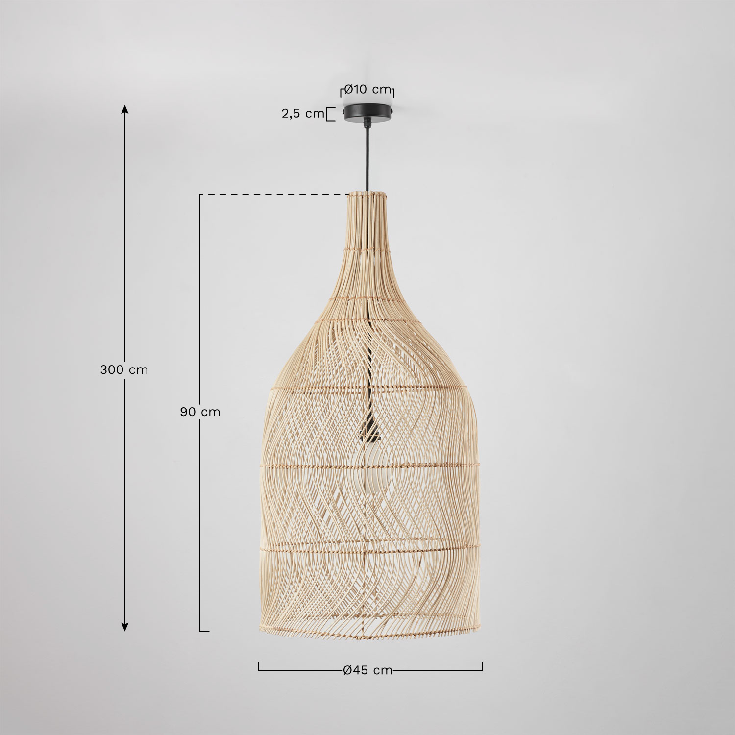 Lampada a sospensione da soffitto per esterni Embid, MISURE