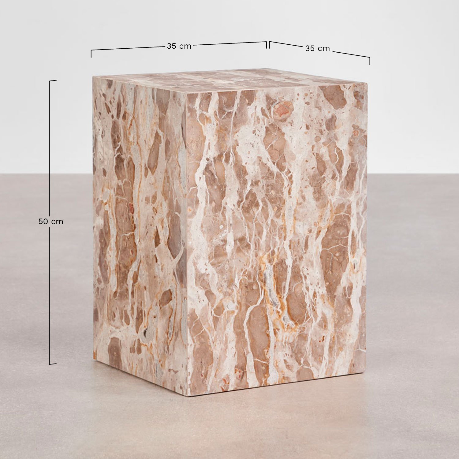 Comodino quadrato 35x35 cm in pietra naturale Aluret, MISURE