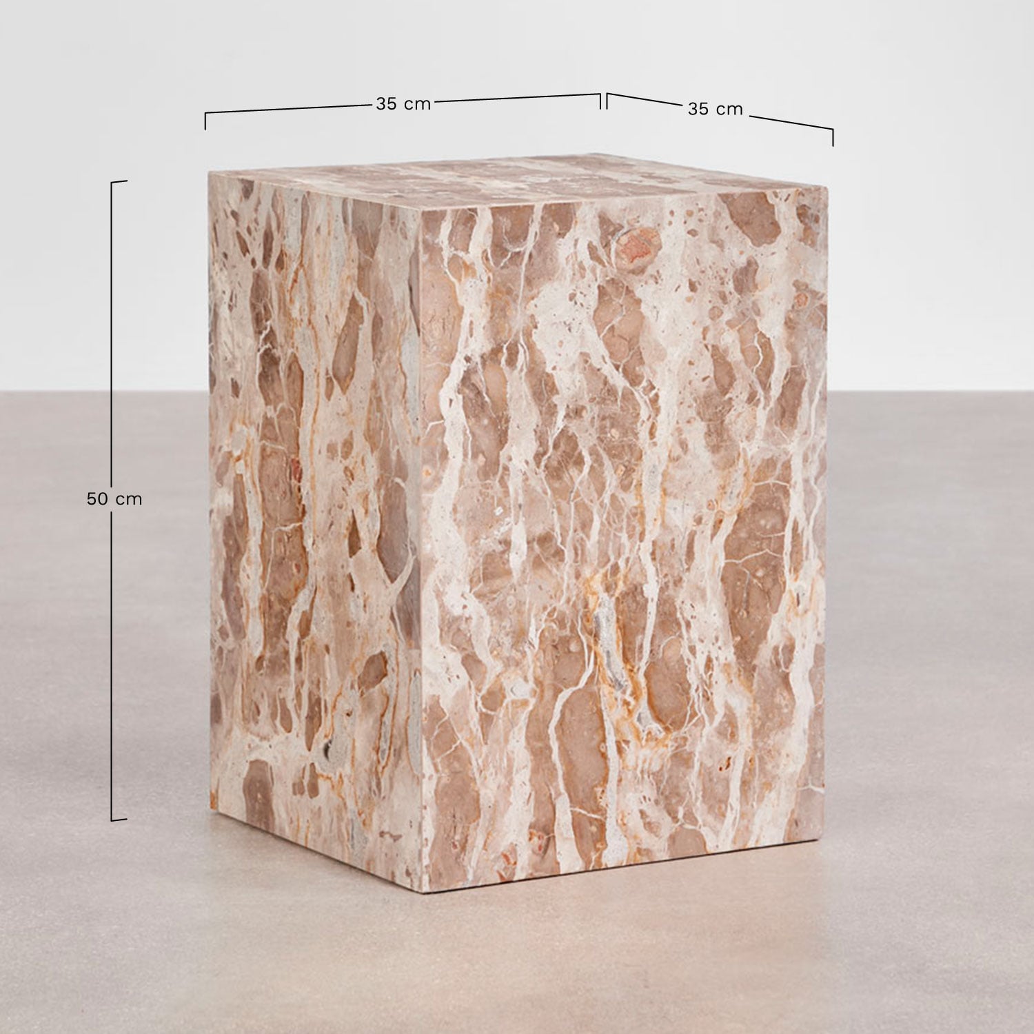 Set di 2 comodini quadrati 35x35 cm in pietra naturale Aluret, MISURE