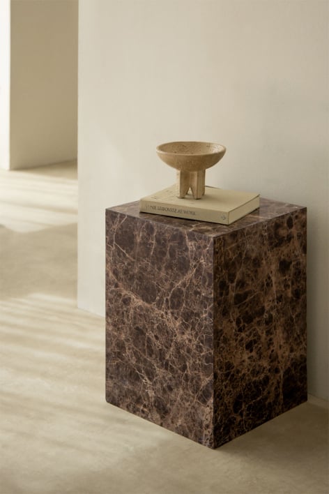 Tavolino quadrato 35x35 cm in pietra naturale Aluret - Marmo Marrone Emperador