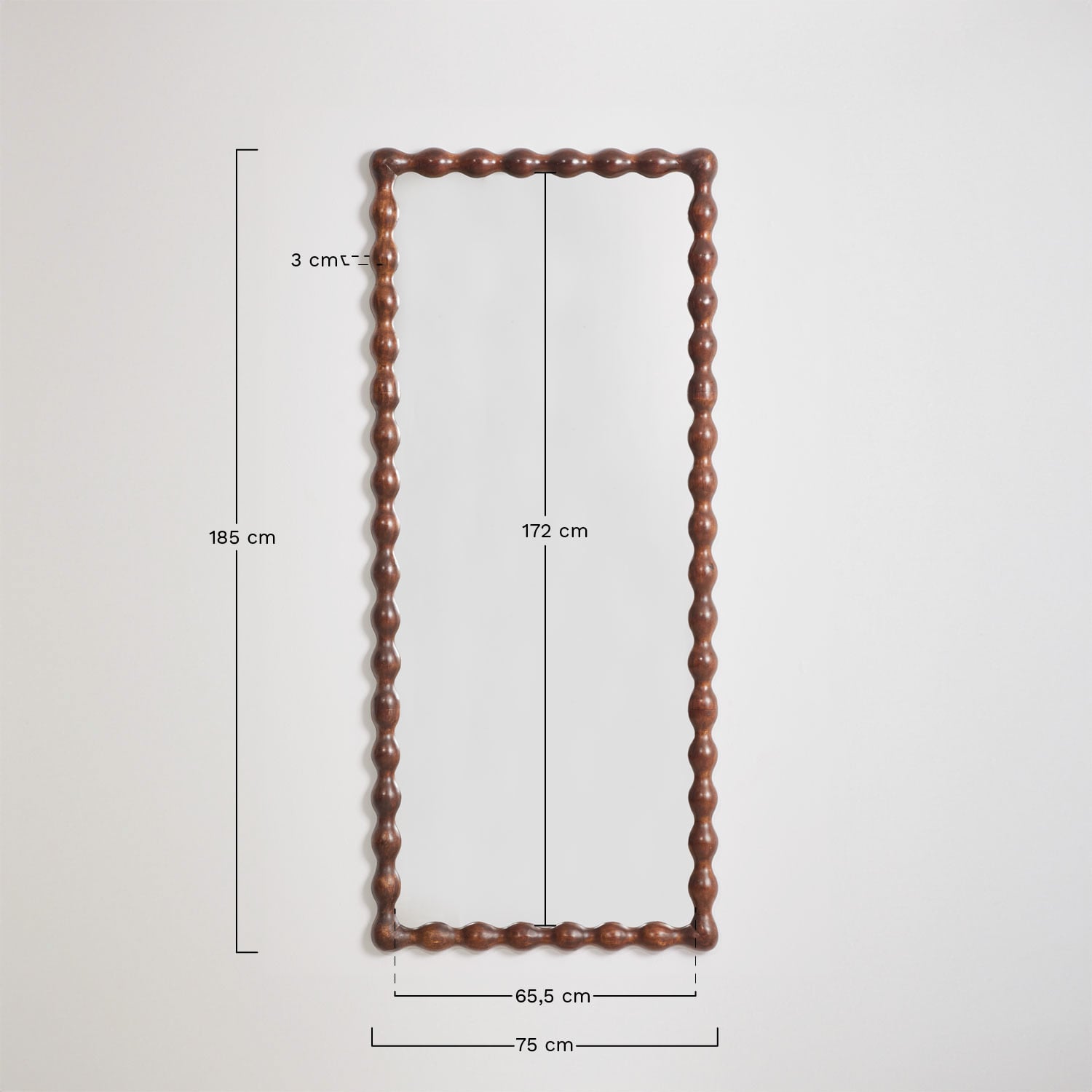 Specchio da parete rettangolare in legno di mango Tessaia, MISURE