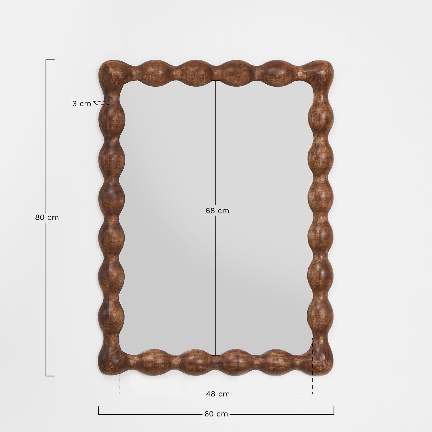 Specchio da parete rettangolare in legno di mango Tessaia, MISURE