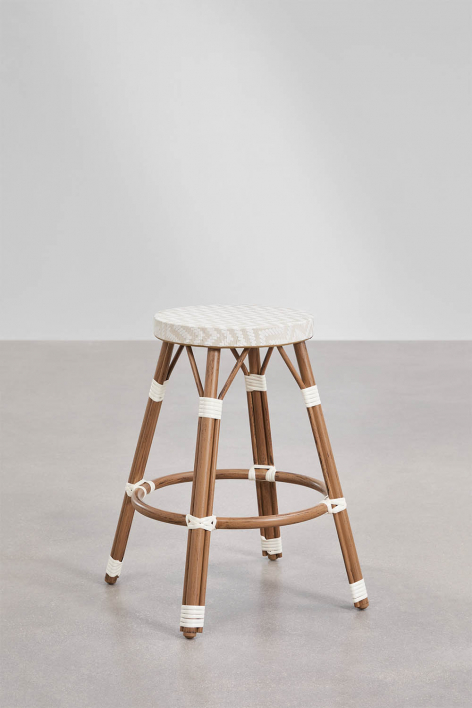Set di 2 sgabelli alti 65 cm impilabili in alluminio e rattan sintetico beige nude - bianco gardenia Brielle Bistro