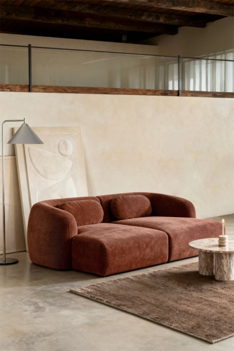 Divano modulare chaise longue a 2 pezzi in ciniglia Coquette