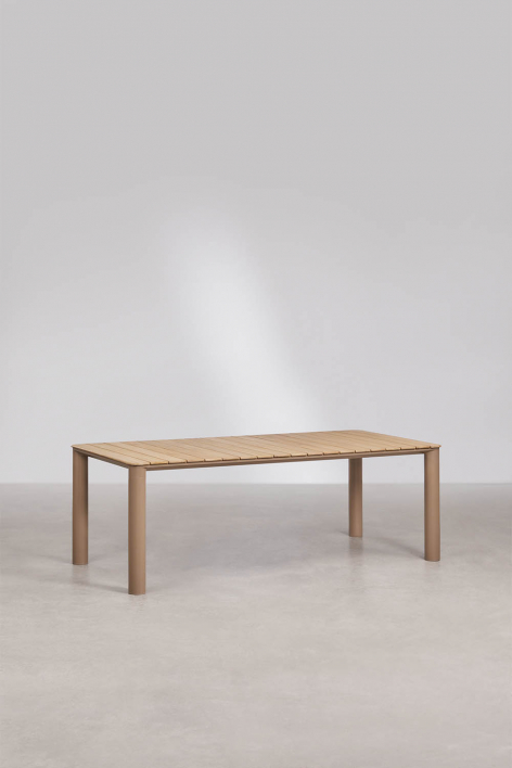 Rectangular garden table in aluminum and teak wood Sirka - Moka Brown