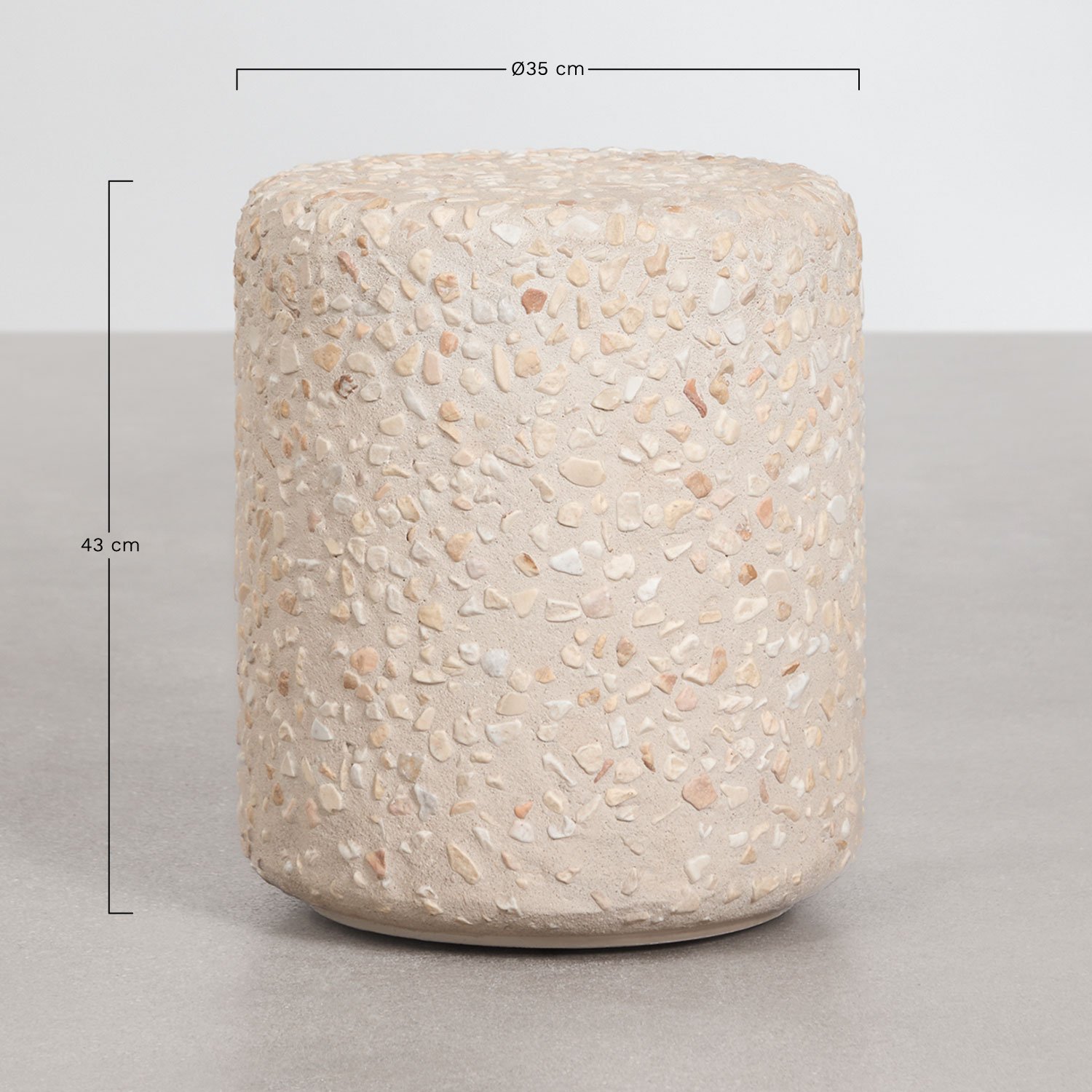 Tavolino laterale rotondo Ø35 cm in cemento Elyndra, MISURE