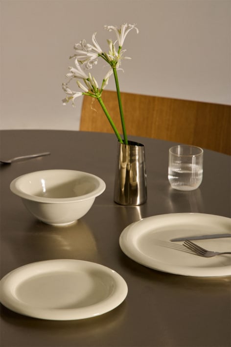 Servizio di piatti in new bone china da 12 pezzi Rylvane - Tapioca Beige