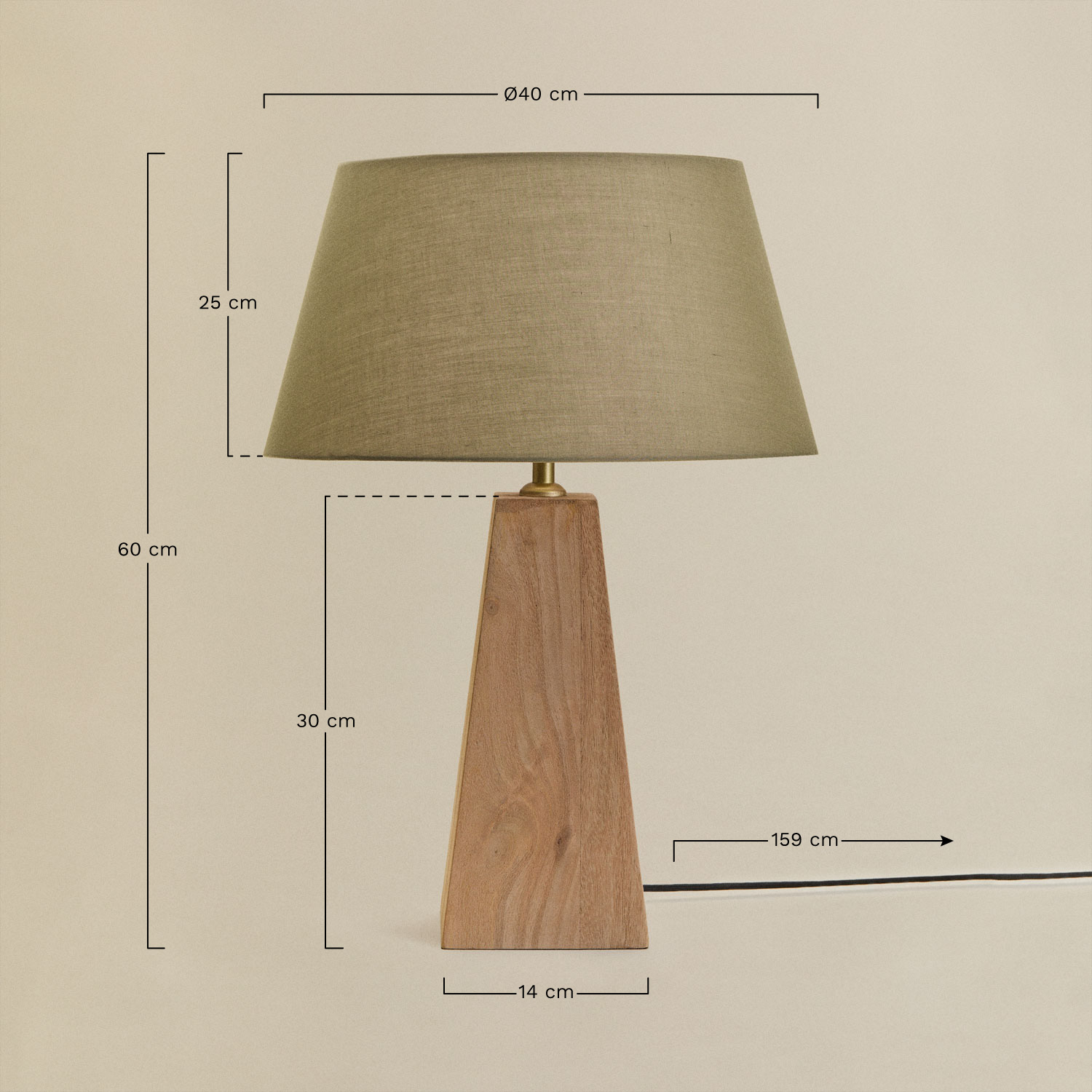 Lampada da tavolo in legno di mango Taraua, MISURE