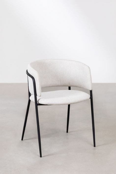 Confezione da 4 sedie da pranzo imbottite Nalon - Tessuto Bianco Antico