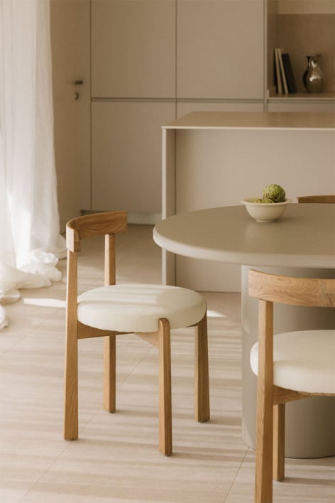 Sedia da pranzo in legno di rovere e rivestita Manila