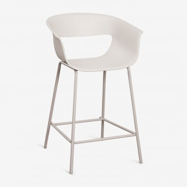 Set Di 2 Sgabelli Alti Da Giardino In Polipropilene E Acciaio Alanys Bianco Pietra & ↑65 Cm - Sklum