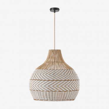Lampada A Sospensione Da Esterno In Rattan Intrecciato Llaury Natural - Nero & Ø55 Cm - ↑55 Cm Llaury - Sklum