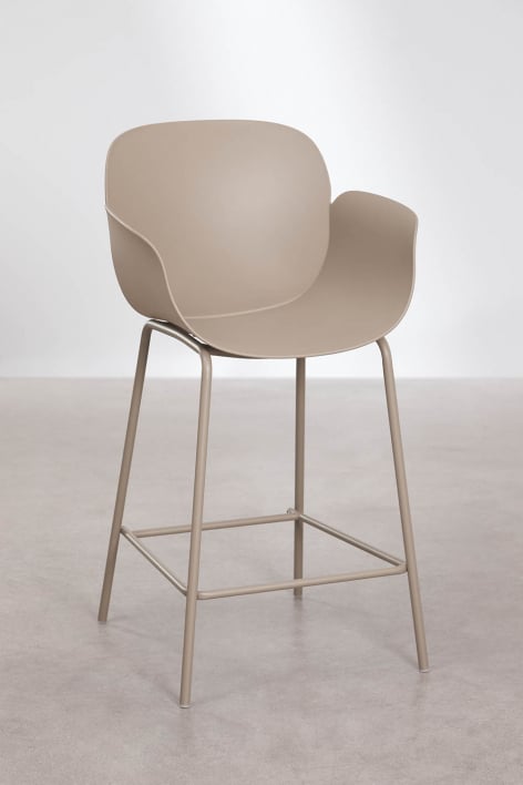 Sgabello alto da giardino 65 cm in polipropilene e acciaio marrone moka Lynette - Moka Brown