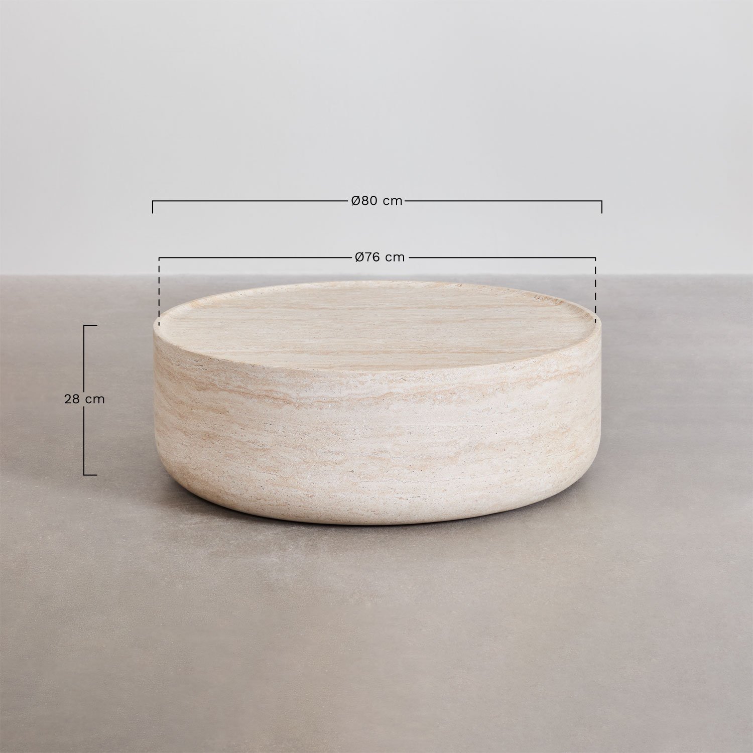 Tavolino da caffè rotondo Ø80 cm in cemento Darwys, MISURE