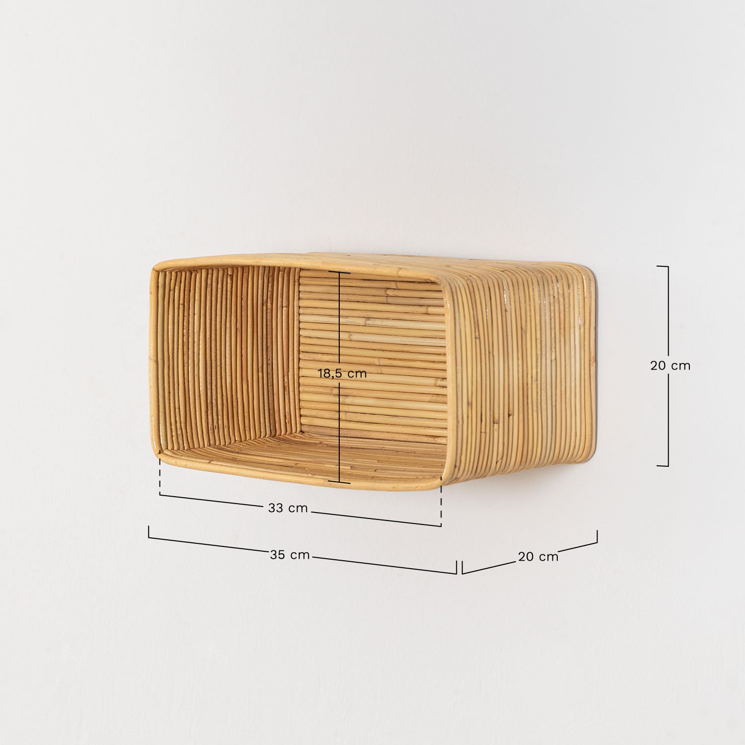 Comodino sospeso in rattan Feyrat 35x20 cm, MISURE