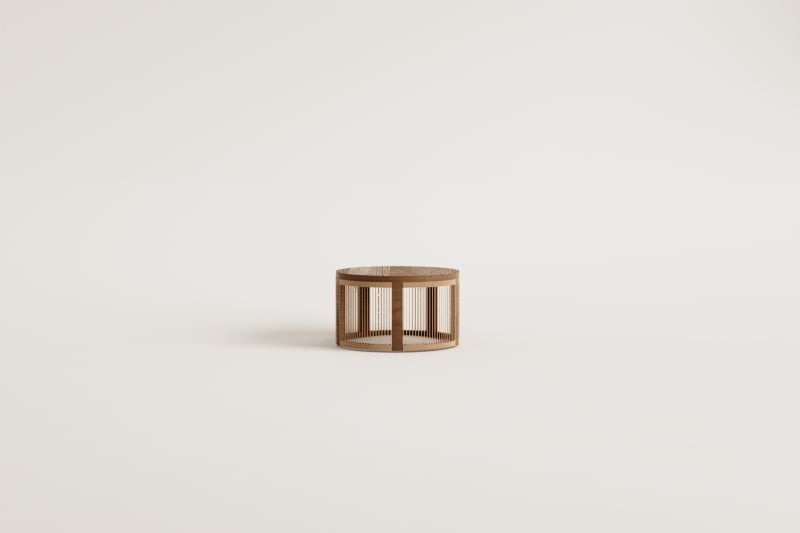 Tavolino da giardino rotondo Ø70 cm in legno di acacia e corda intrecciata Serel