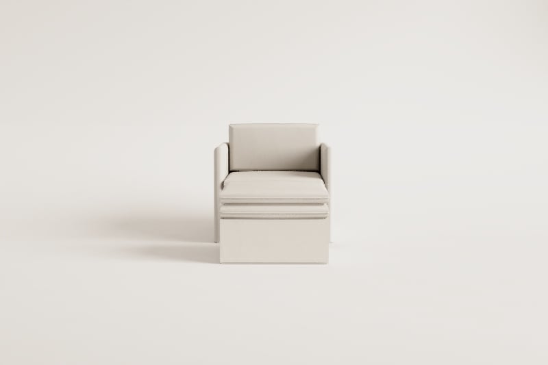 Set da salotto Grace in lino e cotone con poltrona e pouf