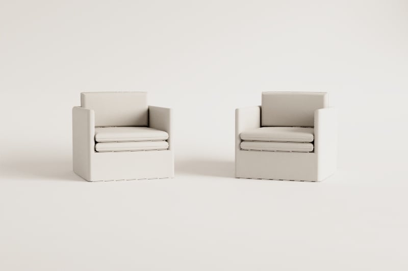 Set di 2 poltrone con braccioli in lino e cotone Grace