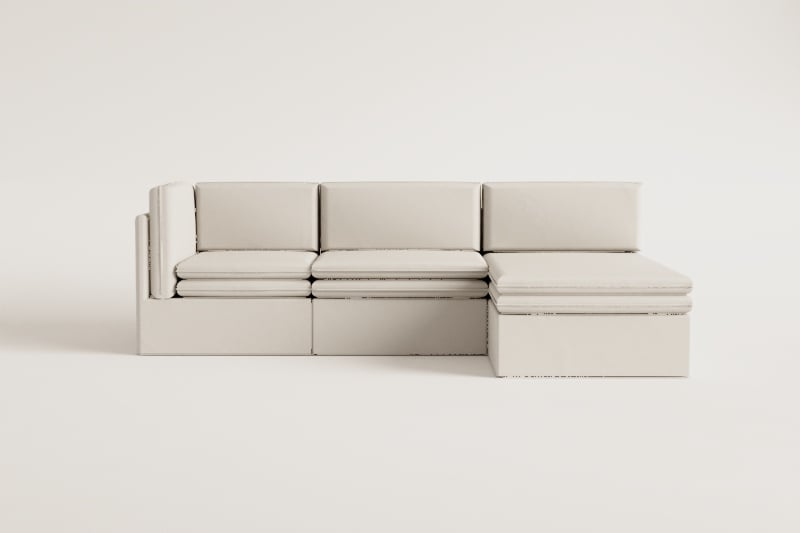 Divano modulare chaise longue a 3 pezzi in lino e cotone Grace