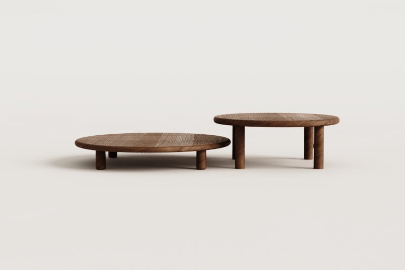 Set di 2 tavolini rotondi in legno di acacia Olivia