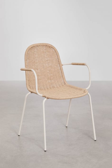 Sedia da giardino impilabile con braccioli in midollino sintetico Reiven - Tapioca Beige