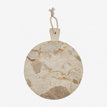 Tavola Rotonda Per Servire Ø20 Cm In Marmo Calven Marmo Beige Panther - Sklum