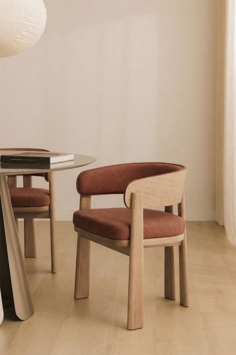 Sedia da pranzo in legno di rovere e rivestita Olea Signature