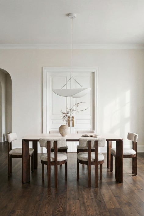 Rectangular dining table 200x100 cm in tempered glass and MDF Nilea