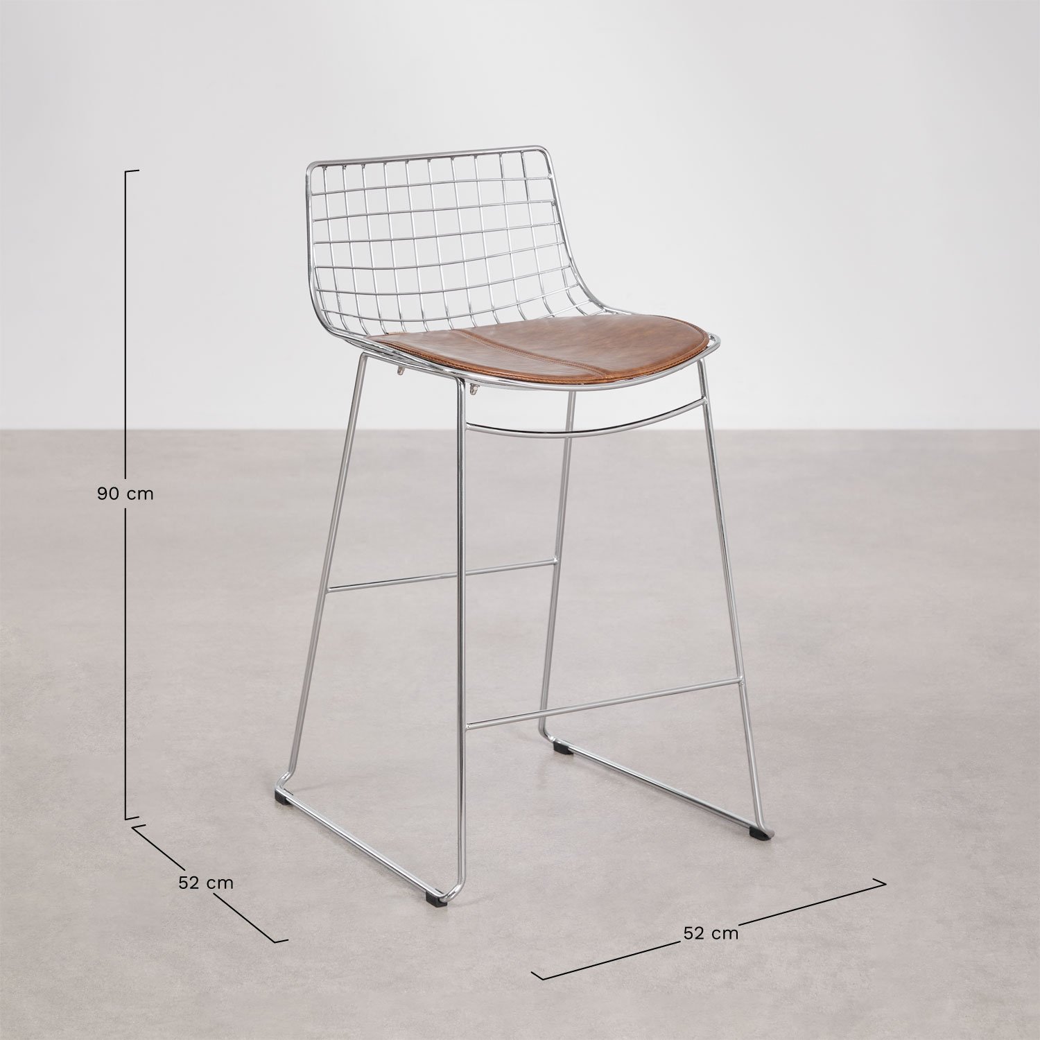 Set di 2 sgabelli alti con schienale in acciaio Renee, MISURE