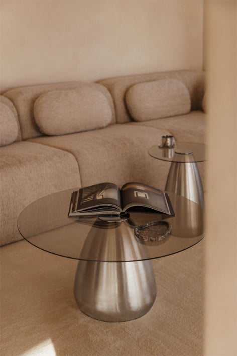 Round coffee table Ø80 cm in tempered glass Mariana