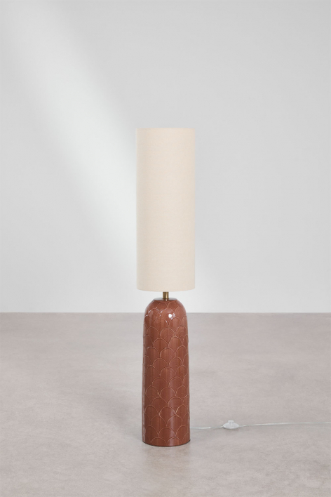 Lampada da terra in ceramica e lino Macarena - Terracotta