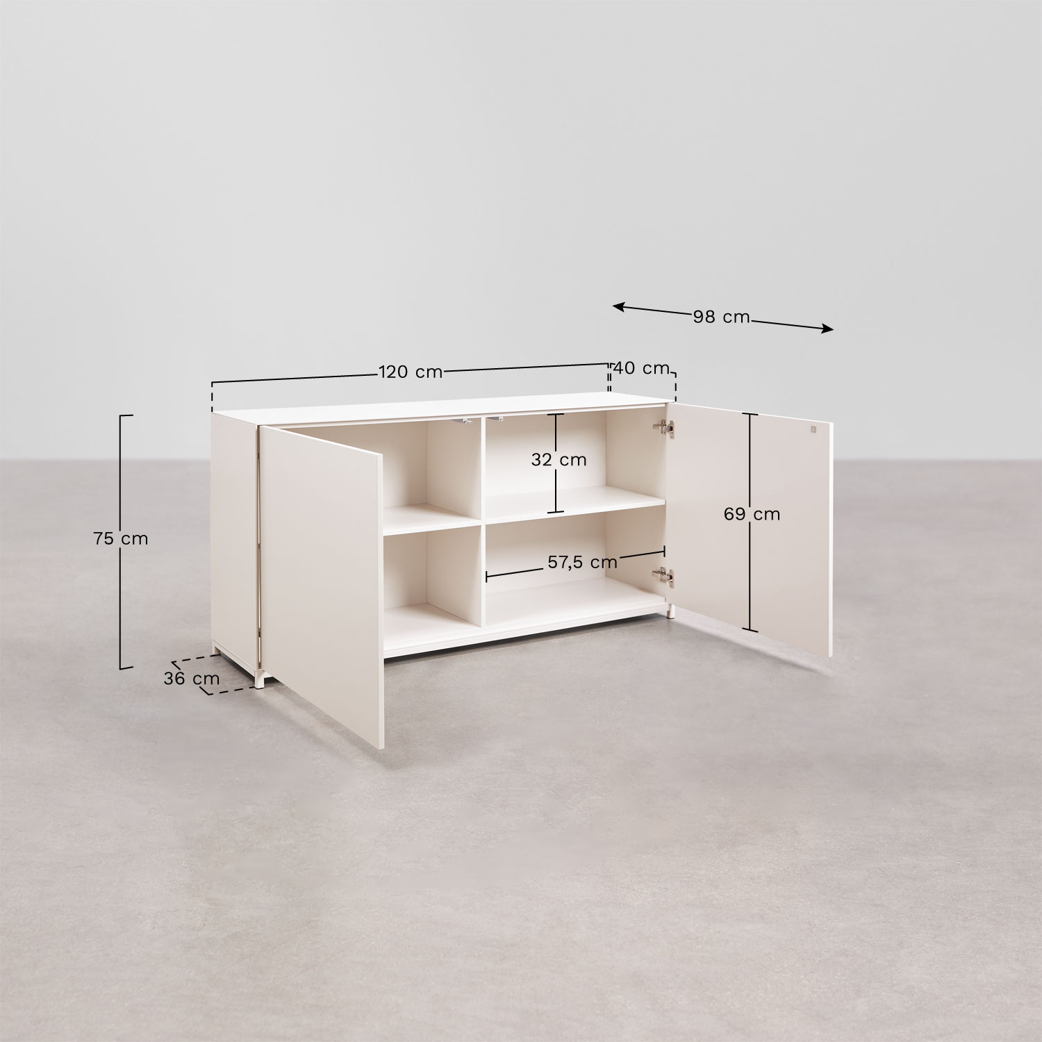 Kivora credenza in MDF, MISURE