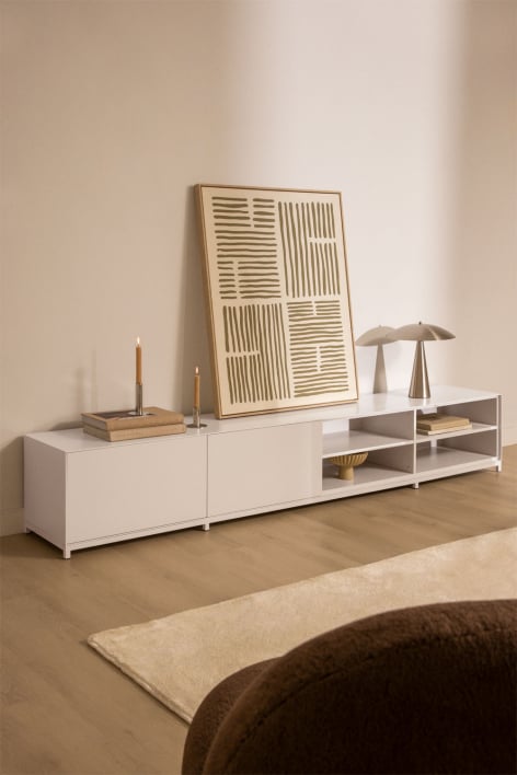 Mobile TV 180x40 cm in MDF bianco gardenia Kivora