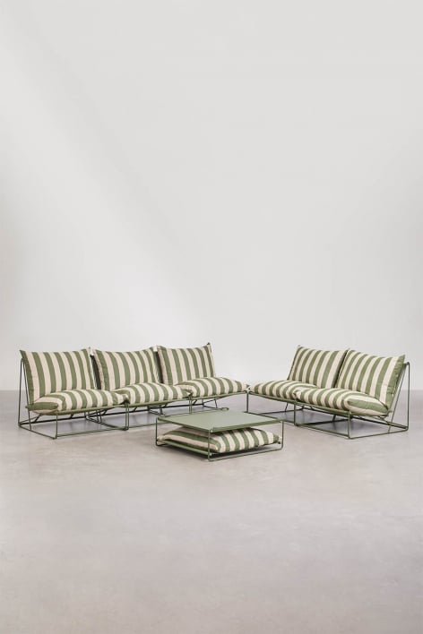 Set da giardino con 2 divani modulari da 2 e 3 posti e tavolino laterale convertibile Amaro