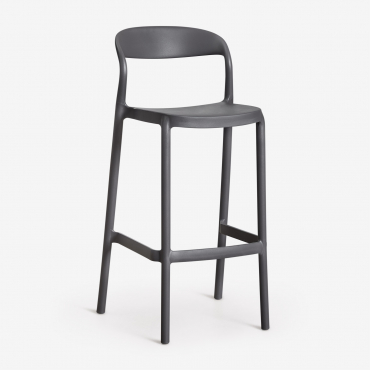 Set Di 2 Sgabelli Alti Da Giardino Impilabili In Polipropilene Brenza Grigio Grafite & ↑75 Cm - Sklum