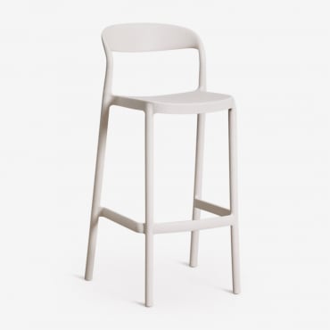 Set Di 2 Sgabelli Alti Da Giardino Impilabili In Polipropilene Brenza Bianco Pietra & ↑75 Cm - Sklum