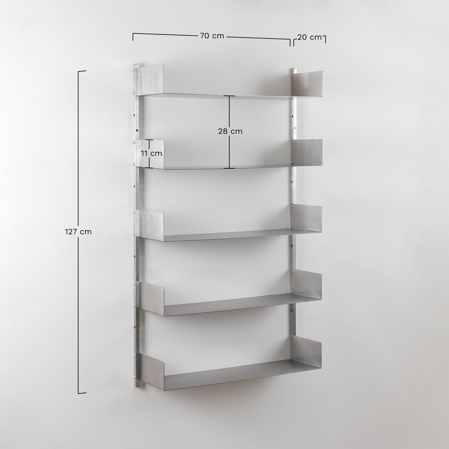 Scaffale da parete ↔︎70 cm in acciaio inox Nolvia, MISURE