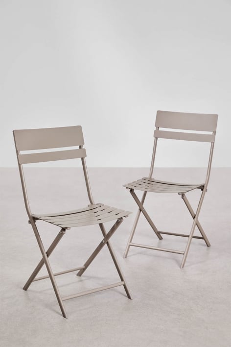Set di 2 sedie da pranzo pieghevoli in acciaio Tamarit - Moka Brown