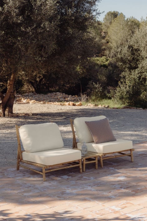 Set da giardino con 2 poltrone e tavolino rettangolare in bambù Isendra