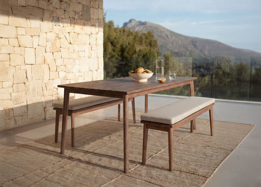 Rectangular garden table in acacia wood Kaela - Marrone acacia scuro