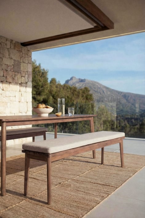 Panca da giardino 160 cm in legno di acacia e tessuto Kaela