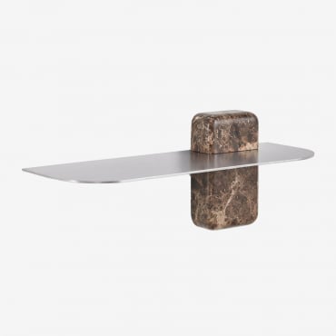 Set Di 2 Comodini Sospesi 45x15 Cm In Acciaio Inossidabile Serbian Marmo Marrone Emperador - Sklum