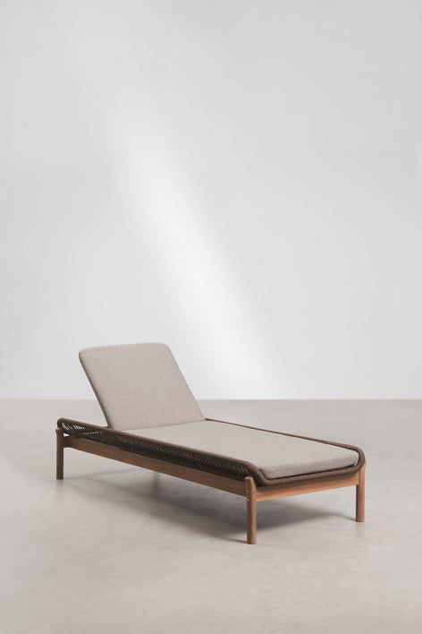 Sdraio reclinabile in legno di acacia e corda intrecciata Karvia